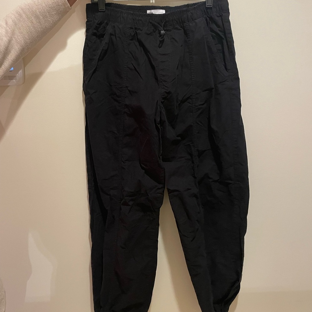 Zara Black Loose Fit Cargo Pants with Draw Strings